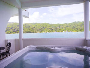 the hot tub in the Presidential Suite
